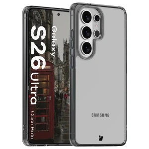Etui Bizon Case Halo do Galaxy S26 Ultra, przydymione-czarne