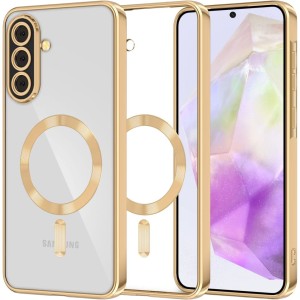 Etui z osłoną aparatu Tech-Protect MagFlex do Galaxy A37 5G do MagSafe, przezroczysto-złote