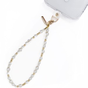Smycz uniwersalna do telefonu Crong Phone Charm na nadgarstek, biała ze złotymi zdobieniami