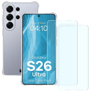 Elastyczne etui + 2x szkło hartowane Bizon Case Clear Pack do Galaxy S26 Ultra