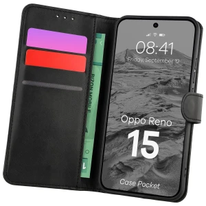 Etui z klapką Bizon Case Pocket do Oppo Reno 15, czarne