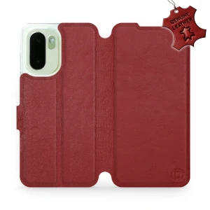 Etui z naturalnej skóry do OnePlus 15R, Mobiwear Leather, ciemno-czerwone