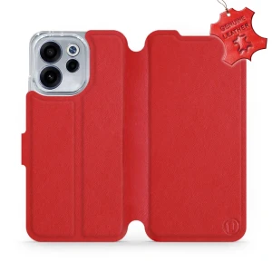 Etui z naturalnej skóry do Oppo Reno 15 F, Mobiwear Leather, czerwone