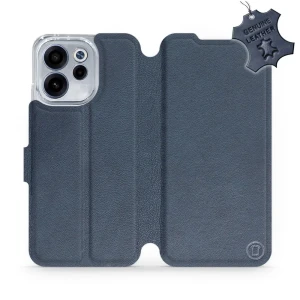 Etui z naturalnej skóry do Oppo Reno 15 F, Mobiwear Leather, granatowe
