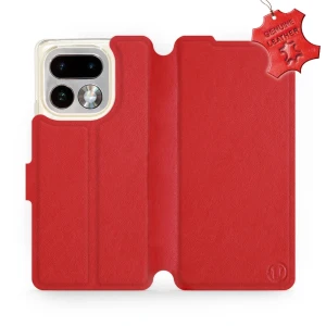 Etui z naturalnej skóry do Realme 16 Pro Plus 5G, Mobiwear Leather, czerwone