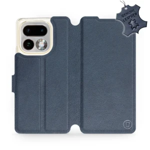 Etui z naturalnej skóry do Realme 16 Pro Plus 5G, Mobiwear Leather, granatowe