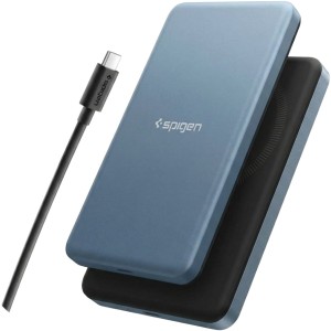 Powerbank indukcyjny do MagSafe Qi2, Spigen Essential EA2205MQ, 5000mAh USB-C PD 22.5W + kabel, niebieski
