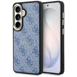 Etui Guess Hardcase Leather Logo MagSafe do Galaxy S26, niebieskie Classic Logo Guess