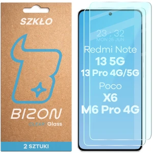 Szkło hartowane Bizon Glass Clear Duo do Xiaomi POCO X6 / M6 Pro 4G / Redmi Note 13 5G / 13 Pro 4G/5G, 2 sztuki
