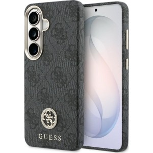 Etui Guess Saffiano Logo MagSafe do Galaxy S26 Plus, czarne ze wzorem Rhinestone Round