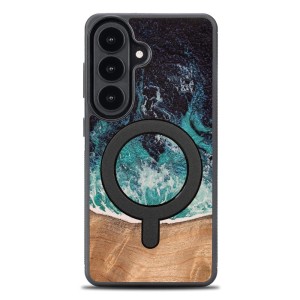 Drewniane etui do Galaxy S26 Plus, Bewood Unique Dream Island do MagSafe, niebiesko-brązowe