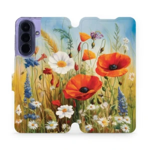 Etui z klapką do Galaxy A57 5G, Mobiwear Book, łąkowe kwiaty