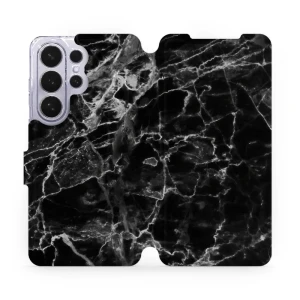 Etui z klapką do Galaxy S26 Ultra, Mobiwear Book, czarny marmur