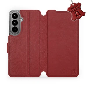Etui z naturalnej skóry do Galaxy S26 Plus, Mobiwear Leather, ciemno-czerwone