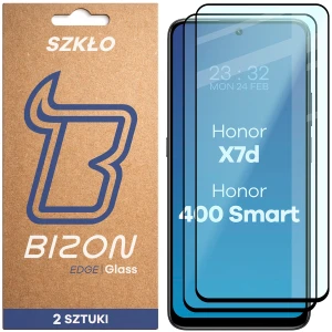 Szkło hartowane Bizon Glass Edge Duo do Honor X7d / Honor 400 Smart, czarna ramka, 2 sztuki