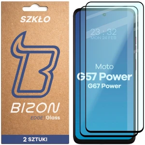 Szkło hartowane Bizon Glass Edge Duo do Motorola Moto G57 Power / G67 Power, czarna ramka, 2 sztuki