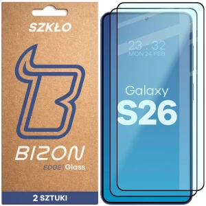 Szkło hartowane Bizon Glass Edge Duo do Galaxy S26, czarna ramka, 2 sztuki