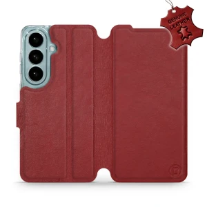 Etui z naturalnej skóry do Galaxy S26, Mobiwear Leather, ciemno-czerwone