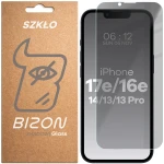 Prywatyzujące szkło hartowane Bizon Glass Clear Shadow do iPhone 17e / 16e / 14 / 13 / 13 Pro, przyciemniane