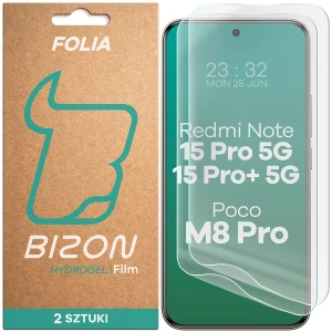 Folia hydrożelowa na ekran Bizon Film Hydrogel Front Duo do Xiaomi Redmi Note 15 Pro 5G / 15 Pro Plus 5G / POCO M8 Pro 5G, 2 sztuki