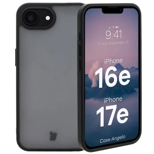Etui Bizon Case Angelo do iPhone 17e / 16e, półprzezroczyste z czarną ramką