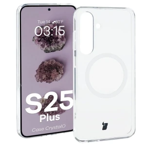 Etui z pierścieniem magnetycznym Bizon Case CrystalO do Galaxy S25 Plus, przezroczyste