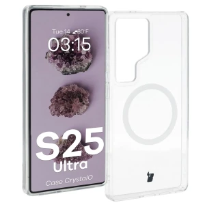 Etui z pierścieniem magnetycznym Bizon Case CrystalO do Galaxy S25 Ultra, przezroczyste
