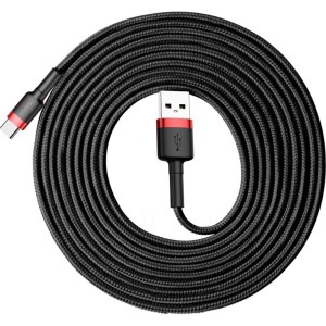Kabel Baseus Cafule 2A USB-A do USB-C, 3m, czarno-czerwony