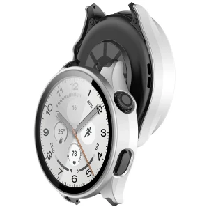 Etui ze szkłem do zegarka Bizon Case Watch Adamo do Xiaomi Watch 5, satynowo srebrne