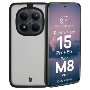 Etui Bizon Case Angelo do Xiaomi Redmi Note 15 Pro Plus 5G / POCO M8 Pro 5G, przydymione z czarną ramką