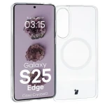 Etui z pierścieniem magnetycznym Bizon Case CrystalO do Galaxy S25 Edge, przezroczyste