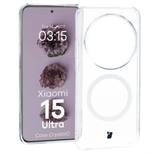 Etui z pierścieniem magnetycznym Bizon Case CrystalO do Xiaomi 15 Ultra, przezroczyste