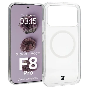 Etui z pierścieniem magnetycznym Bizon Case CrystalO do Xiaomi POCO F8 Pro, przezroczyste