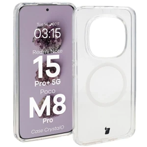 Etui z pierścieniem magnetycznym Bizon Case CrystalO do Xiaomi Redmi Note 15 Pro Plus 5G / Poco M8 Pro, przezroczyste