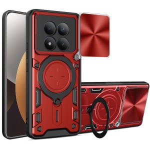 Etui z zaślepką na aparat Techsuit CamGuard Pro do Xiaomi Redmi Note 15 Pro Plus 5G / POCO M8 Pro 5G, czerwono-czarne