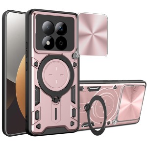 Etui z zaślepką na aparat Techsuit CamGuard Pro do Xiaomi Redmi Note 15 Pro 5G, różowozłote / czarne