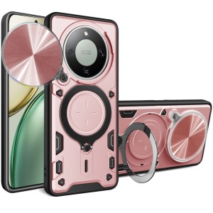 Etui z zaślepką na aparat Techsuit CamGuard Pro do Honor Magic8 Lite, różowozłote / czarne