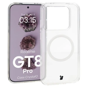 Etui z pierścieniem magnetycznym Bizon Case CrystalO do Realme GT 8 Pro, przezroczyste
