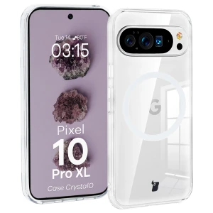 Etui z pierścieniem magnetycznym Bizon Case CrystalO do Google Pixel 10 Pro XL, przezroczyste