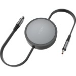 Kabel zwijany Fixed  Retractable Cable l USB-C do USB-C, 100W PD, 1 m, szary