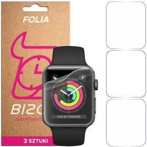 Folia ochronna na ekran zegarka Bizon Watch Film HydroFlex do Apple Watch 3 / 2 / 1 42 mm, 3 sztuki