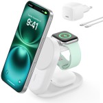 Ładowarka indukcyjna Belkin Ultra Charge Foldable Round 3-in-1 Qi2.2 25W dla Apple Watch / AirPods / iPhone z MagSafe +PSU WIZ037, biała
