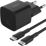 Ładowarka sieciowa USB-C PD 3.1, 25W, Belkin Boost, kabel USB-C, czarna