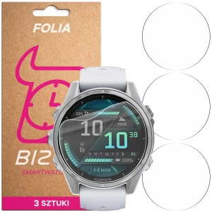 Folia ochronna na ekran zegarka Bizon Watch Film HydroFlex do Garmin Fenix 8 AMOLED 43 mm, 3 sztuki