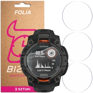 Folia ochronna na ekran zegarka Bizon Watch Film HydroFlex do Garmin Instinct 3 45 mm Solar, 3 sztuki