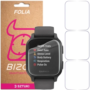 Folia ochronna na ekran zegarka Bizon Watch Film HydroFlex do Garmin Venu Sq, 3 sztuki