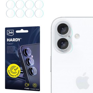 4x Szkło hybrydowe na soczewki aparatu, 3mk Hardy Fusion Lens Protection do iPhone 16