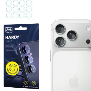 4x Szkło hybrydowe na soczewki aparatu, 3mk Hardy Fusion Lens Protection do iPhone 17 Pro