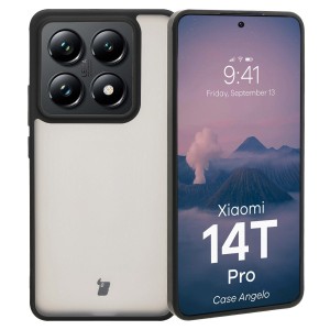 Etui Bizon Case Angelo do Xiaomi 14T Pro, półprzezroczyste z czarną ramką