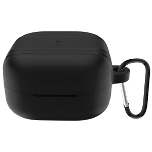 Silikonowe etui z karabińczykiem Bizon Case Headphone Silicone do Galaxy Buds 4 / 4 Pro, czarne
